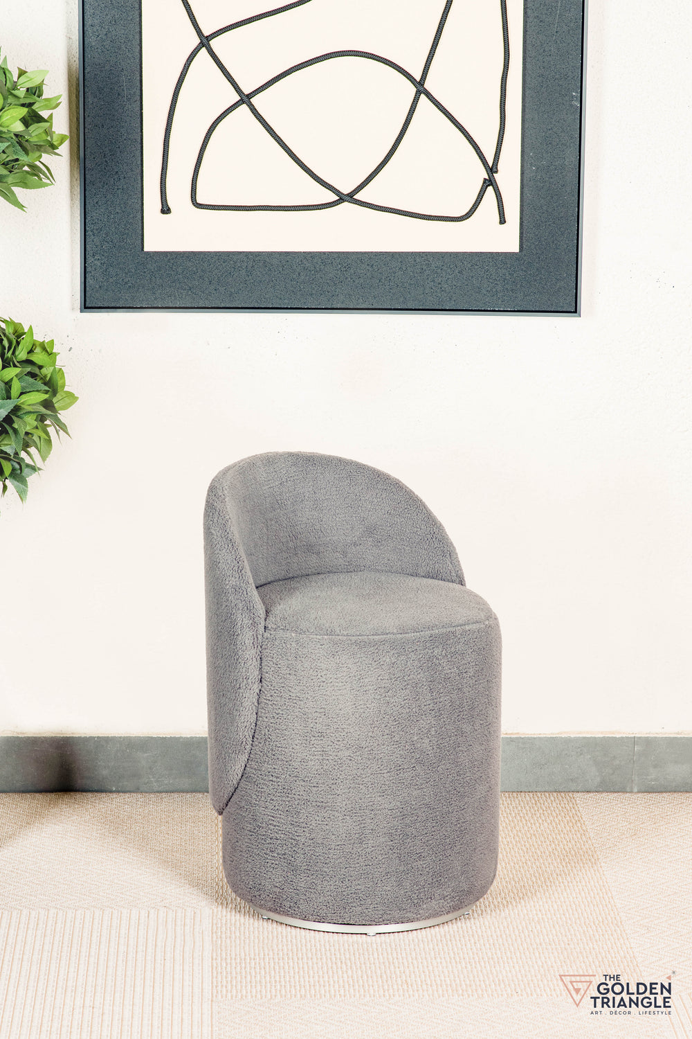 Orella Pouffe with Backrest & Swivel - Gray