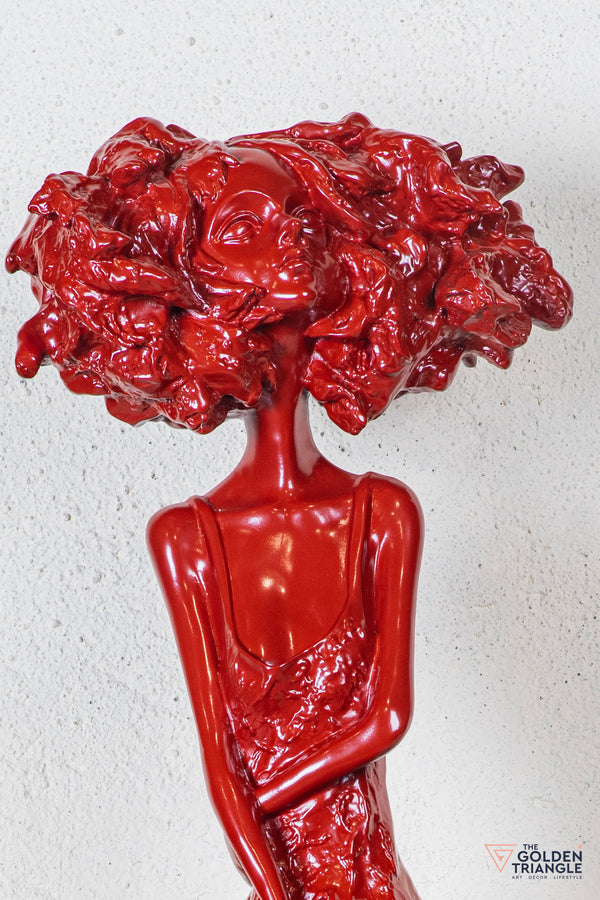 Trixie Sitting Girl Sculpture - Red