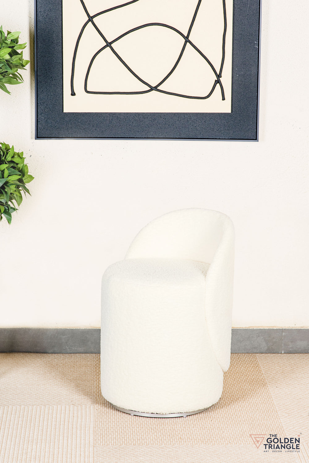 Orella Pouffe with Backrest & Swivel - Off White