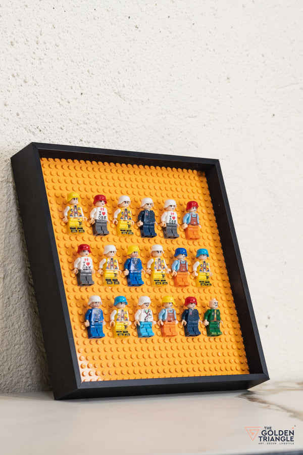 Lego Miniatures 3D Art Black Frame - Orange