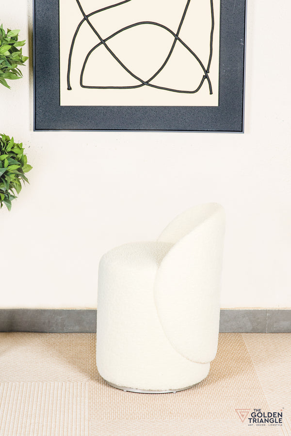 Orella Pouffe with Backrest & Swivel - Off White