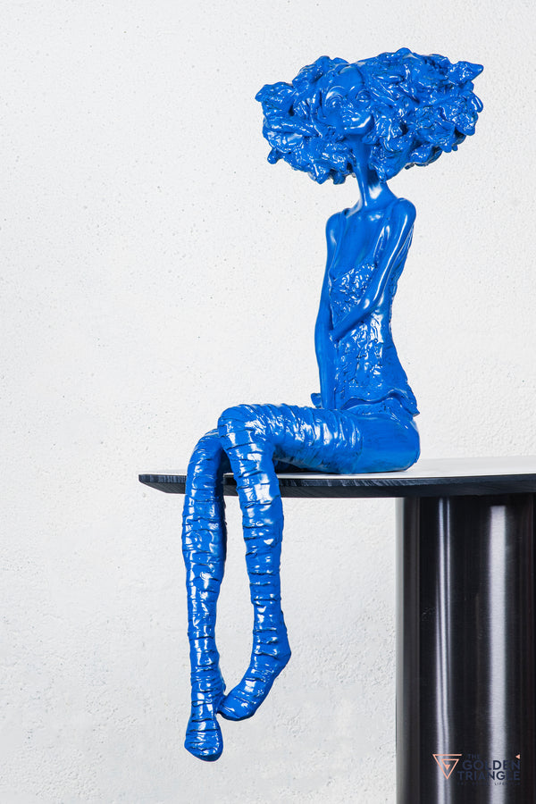Trixie Sitting Girl Sculpture - Blue