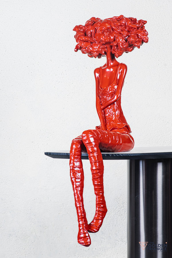 Trixie Sitting Girl Sculpture - Red