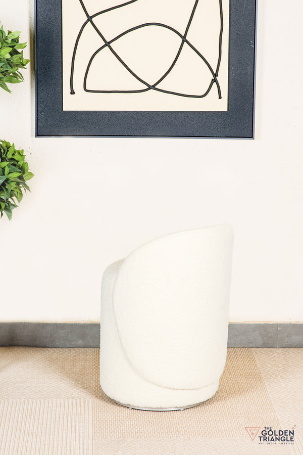 Orella Pouffe with Backrest & Swivel - Off White