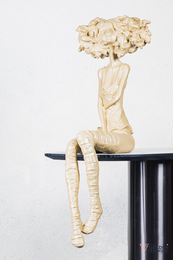 Trixie Sitting Girl Sculpture - Beige