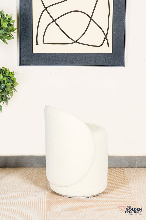 Orella Pouffe with Backrest & Swivel - Off White