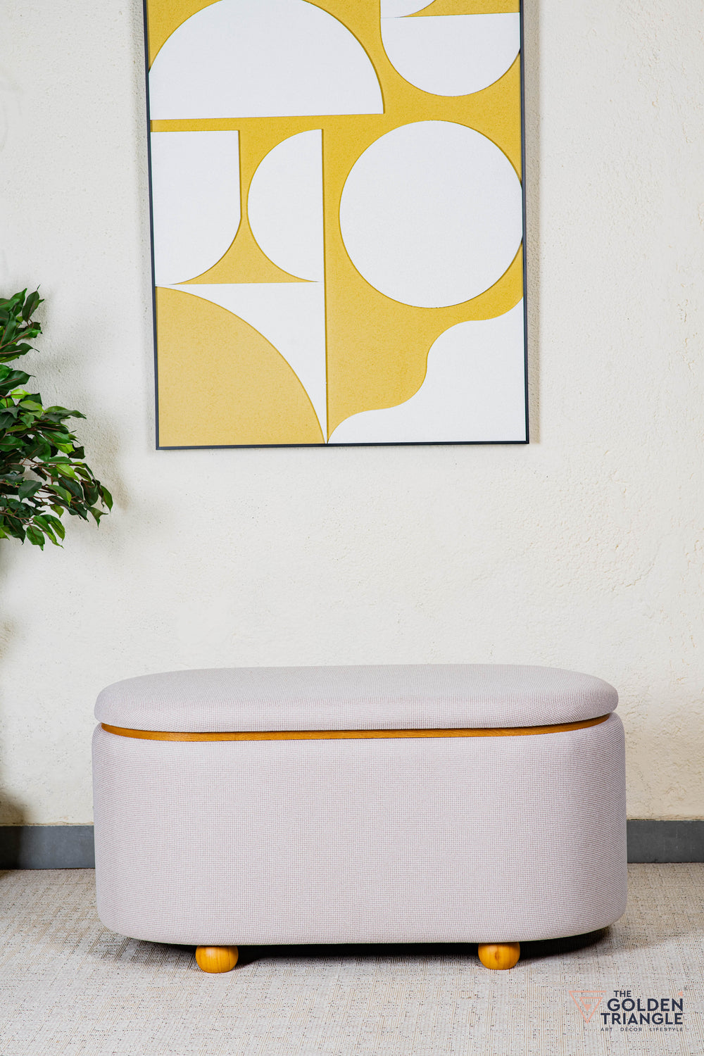 Astral Fabric Storage Bench - Beige