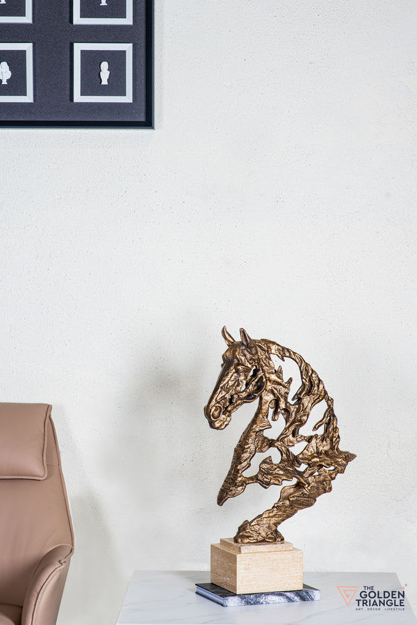 Zaru Horse Sculpture - Antique Gold