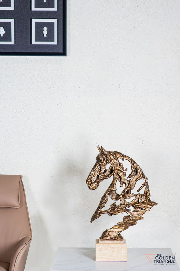 Zaru Horse Sculpture - Antique Gold