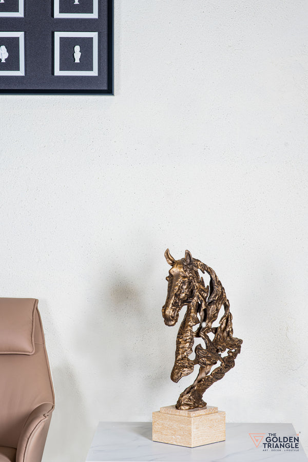 Zaru Horse Sculpture - Antique Gold