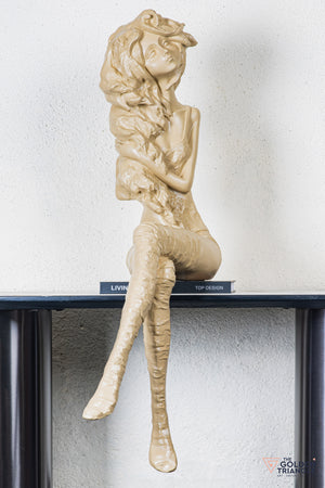 Dippy Sitting Girl Sculpture - Beige