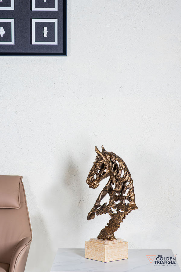 Zaru Horse Sculpture - Antique Gold