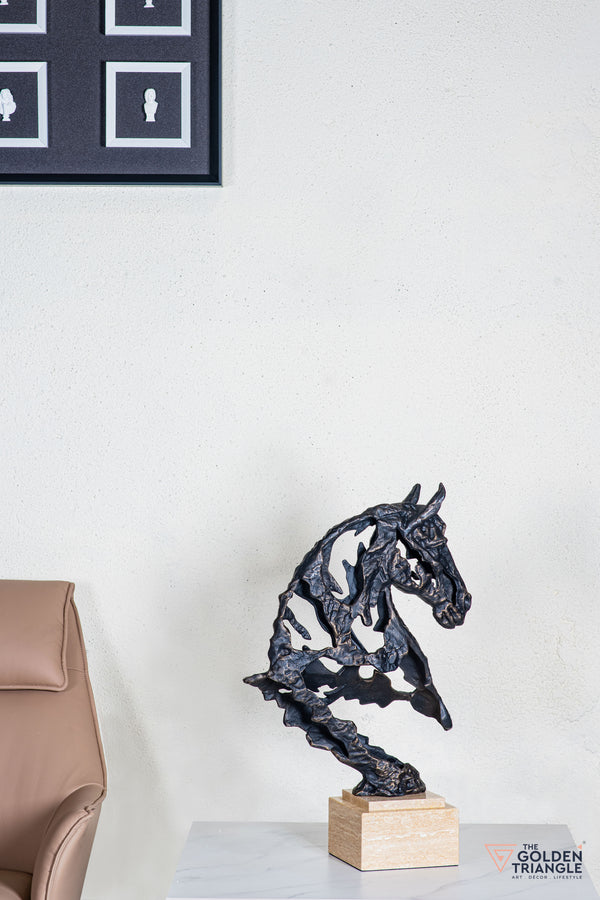Zaru Horse Sculpture - Antique Black