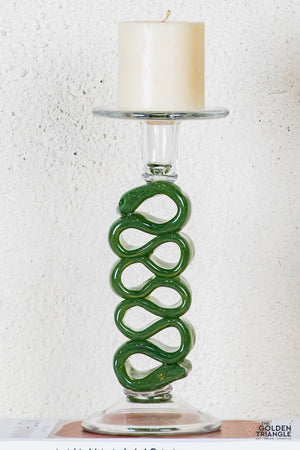 Solara Glass Candle Stand - Green