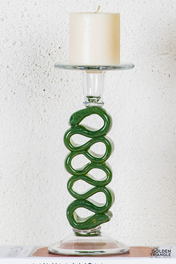 Solara Glass Candle Stand - Green