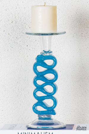 Solara Glass Candle Stand - Blue