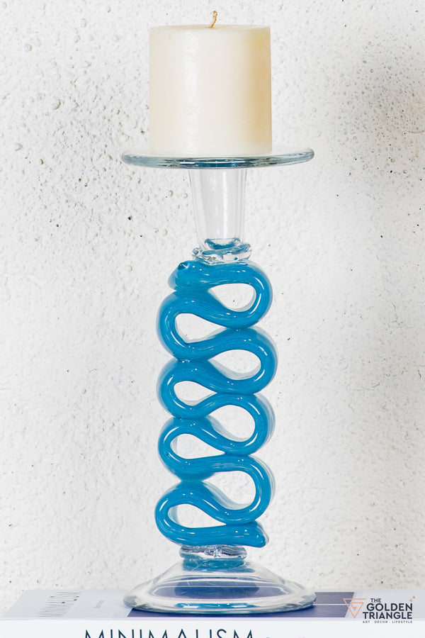 Solara Glass Candle Stand - Blue