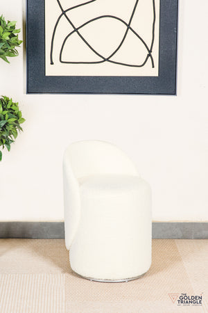 Orella Pouffe with Backrest & Swivel - Off White