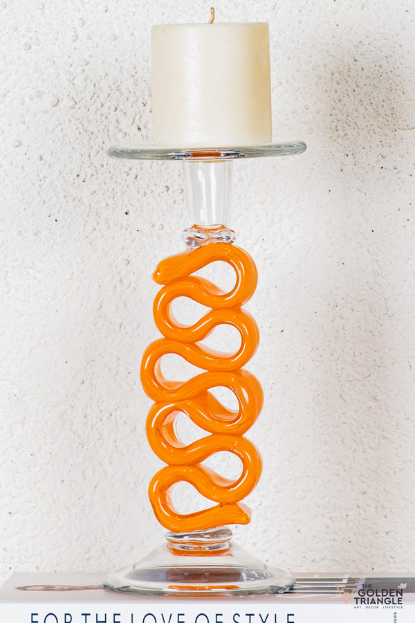 Solara Glass Candle Stand - Orange