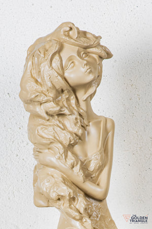 Dippy Sitting Girl Sculpture - Beige