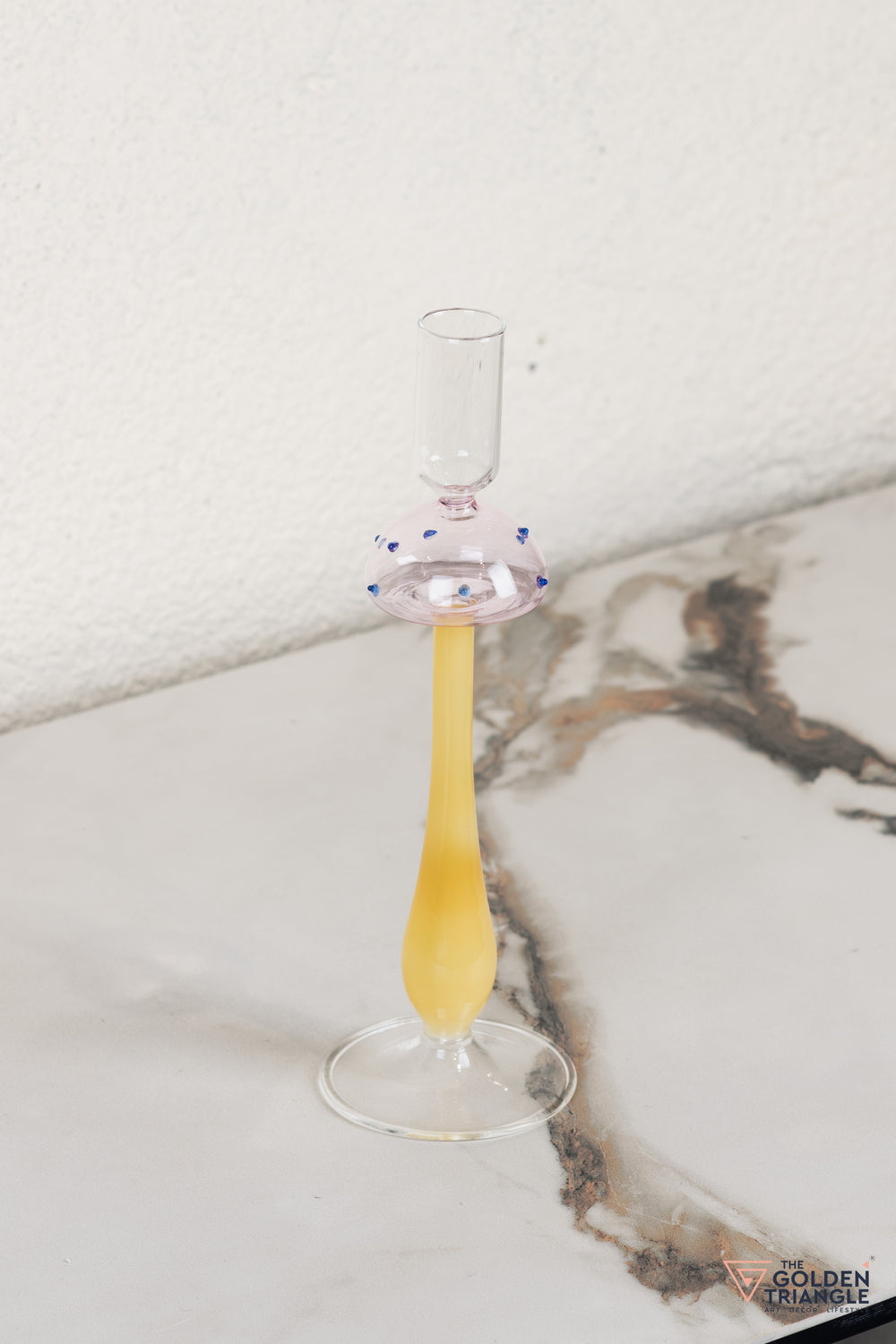 Zyric Glass Candle Stand - Yellow