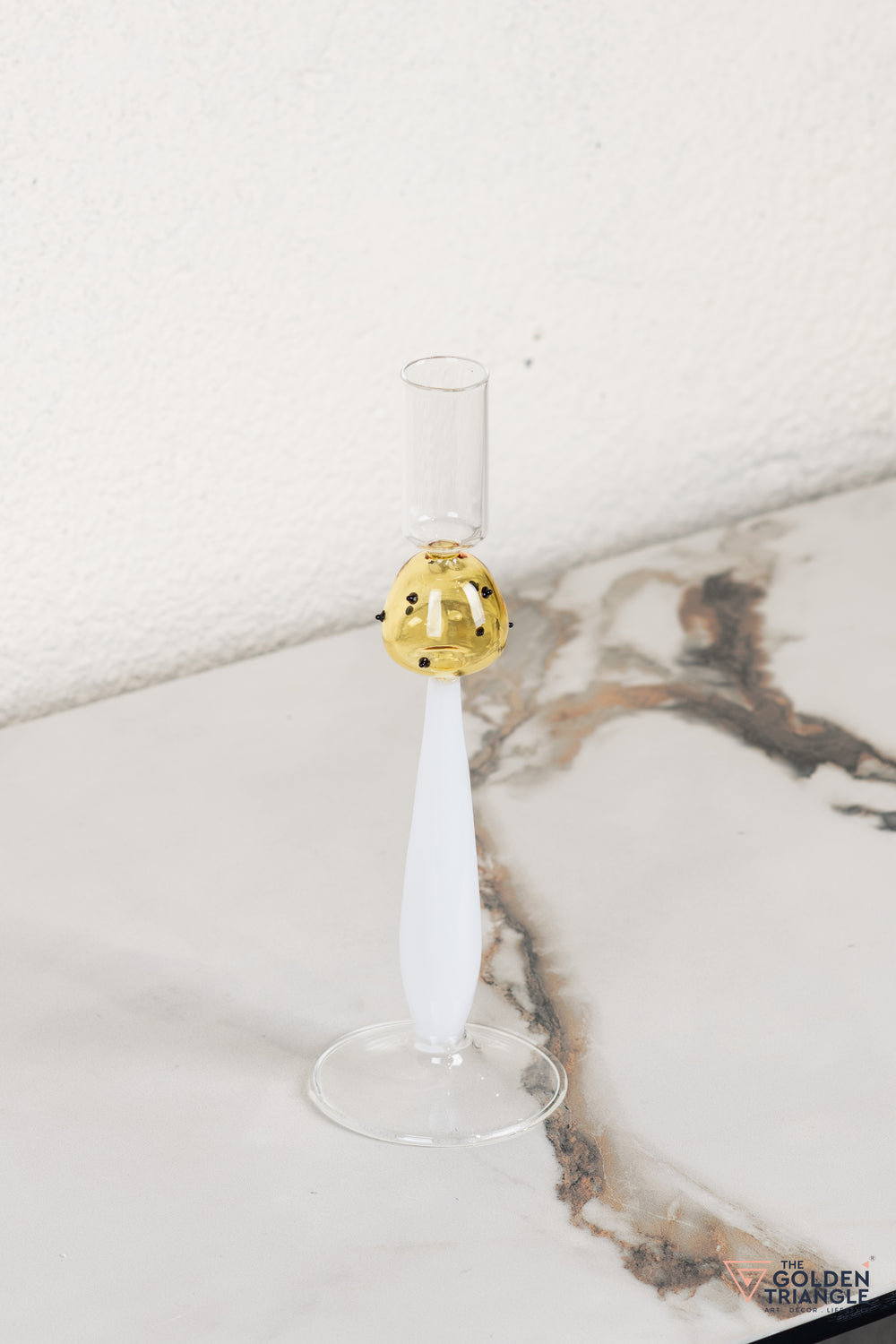 Zyric Glass Candle Stand - White