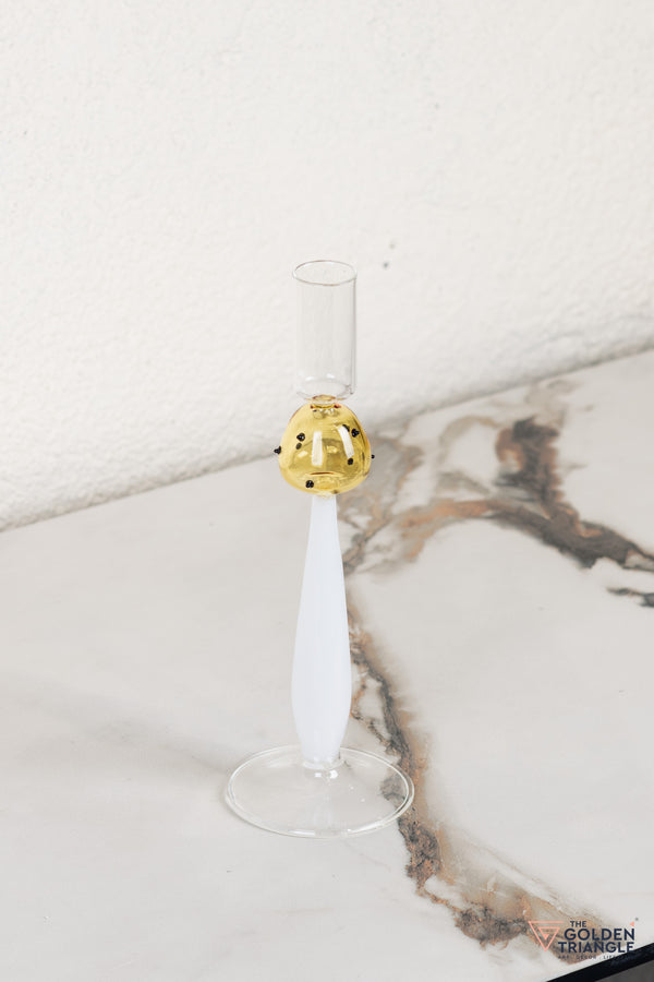 Zyric Glass Candle Stand - White