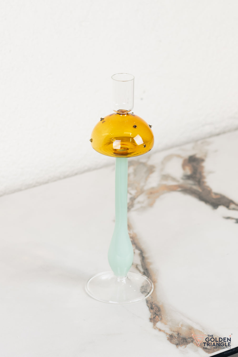 Zyric Glass Candle Stand - Green