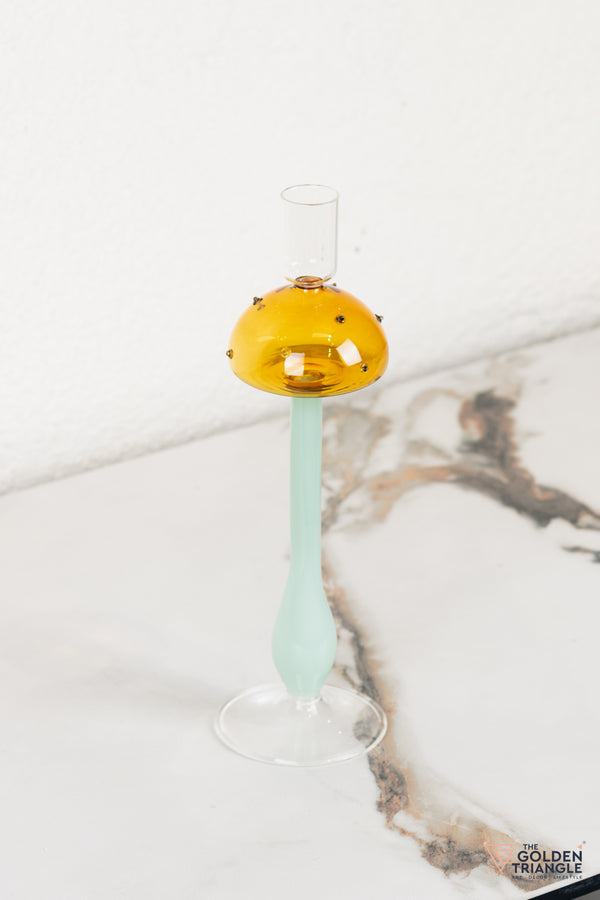 Zyric Glass Candle Stand - Green