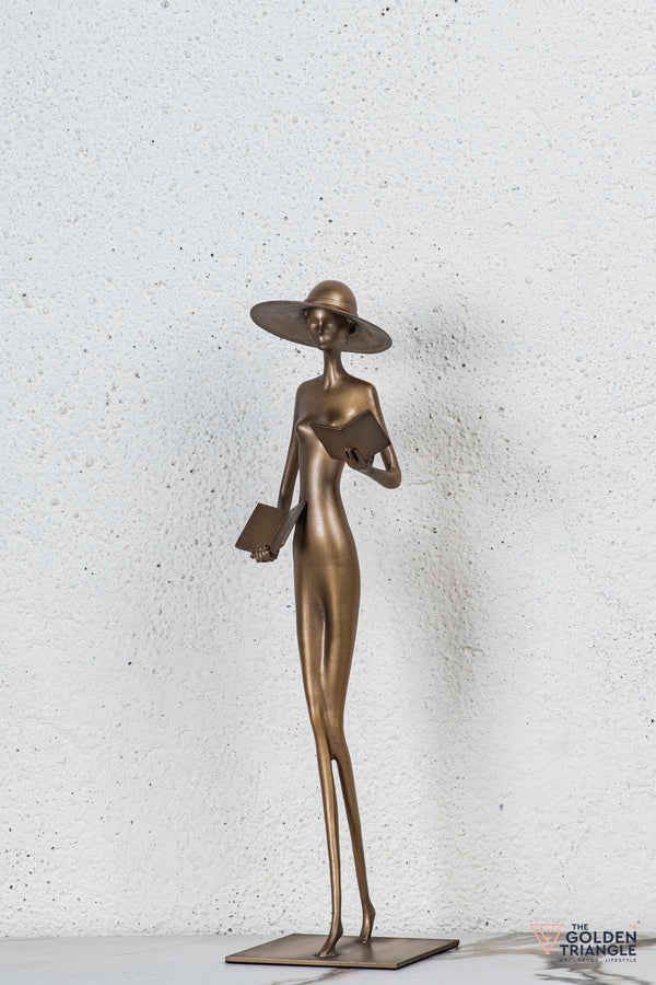 Kiki Lady Reading Book Tabletop Decor  - Gold