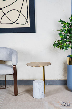 Fiorelle Marble & Metal Side Table - White