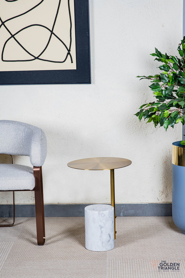 Fiorelle Marble & Metal Side Table - White