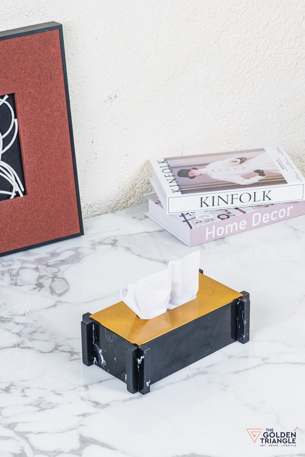 Carron Marble Tissue Box - Black