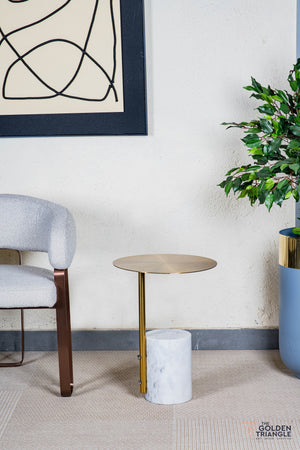 Fiorelle Marble & Metal Side Table - White
