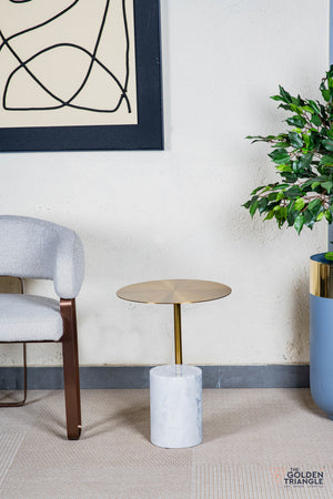 Fiorelle Marble & Metal Side Table - White