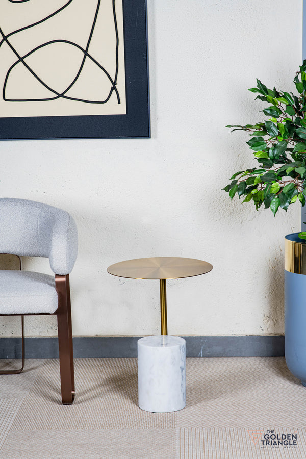 Fiorelle Marble & Metal Side Table - White