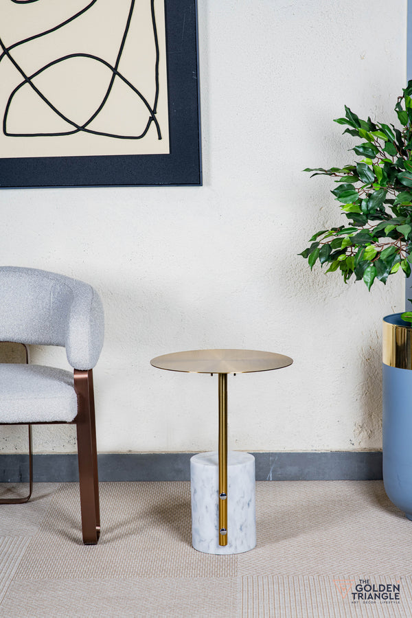 Fiorelle Marble & Metal Side Table - White