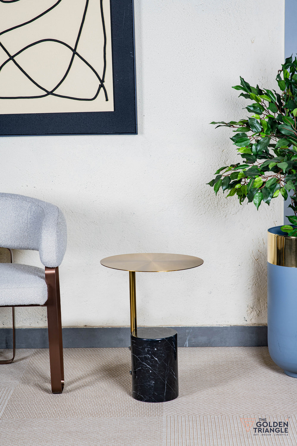 Fiorelle Marble & Metal Side Table - Black