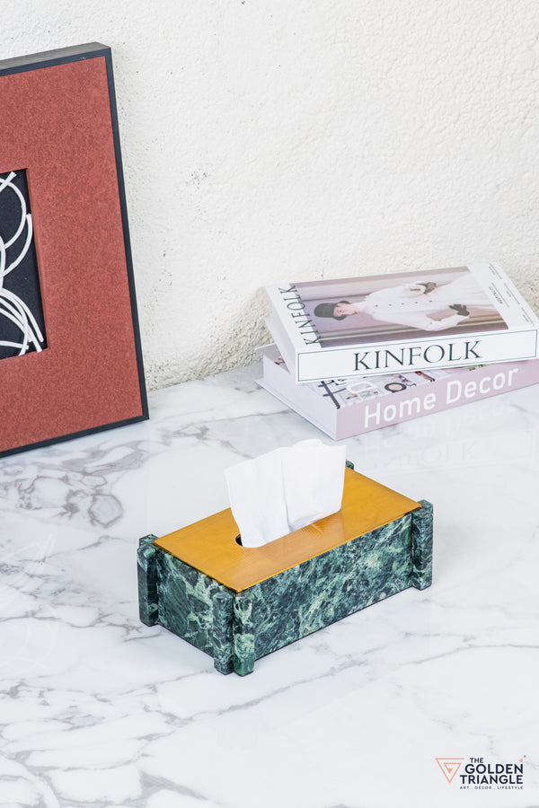 Carron Marble Tissue Box - Green