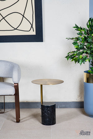 Fiorelle Marble & Metal Side Table - Black