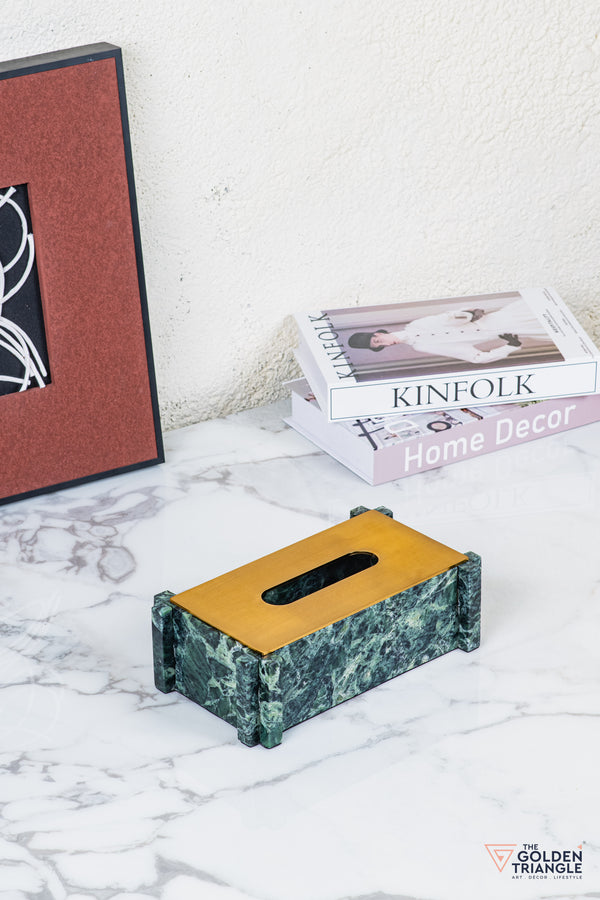 Carron Marble Tissue Box - Green