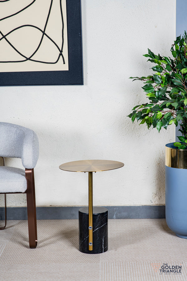 Fiorelle Marble & Metal Side Table - Black