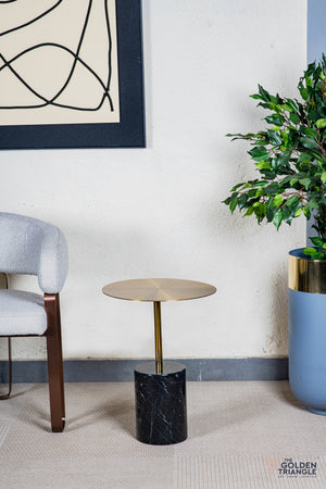 Fiorelle Marble & Metal Side Table - Black
