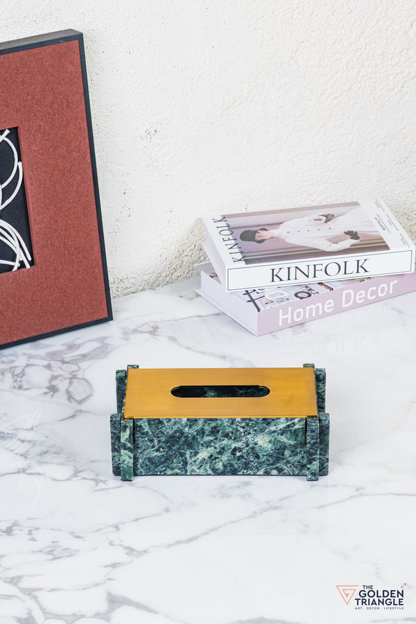 Carron Marble Tissue Box - Green