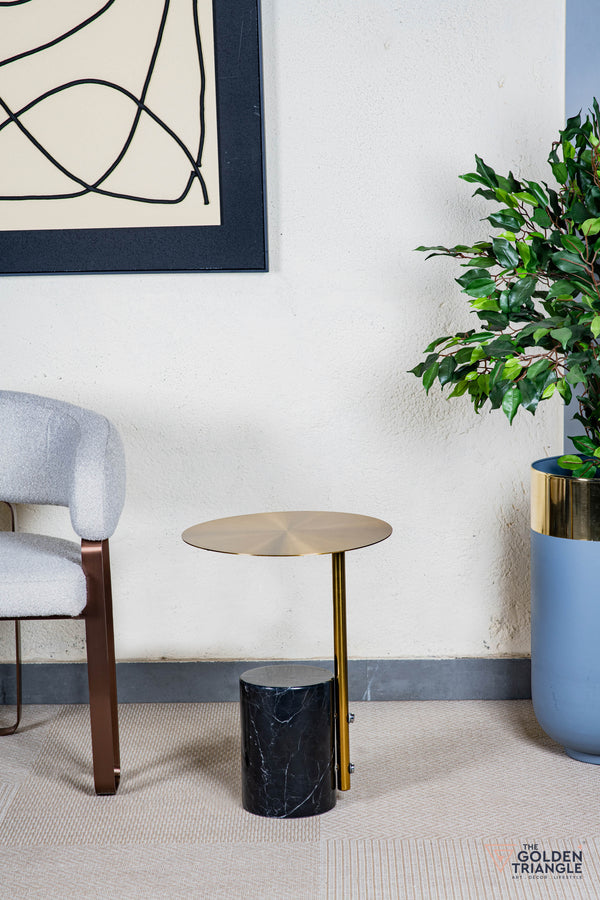 Fiorelle Marble & Metal Side Table - Black