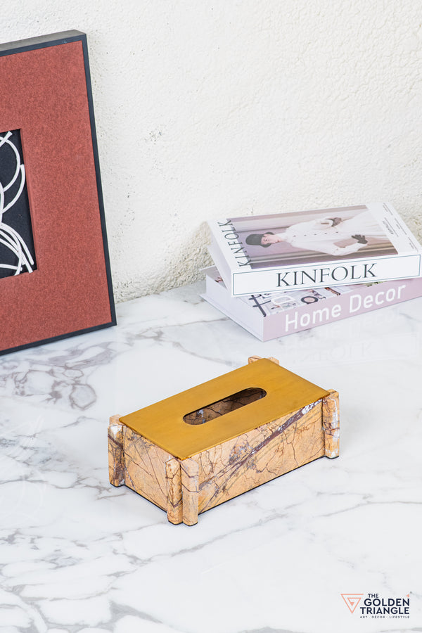 Carron Marble Tissue Box - Brown