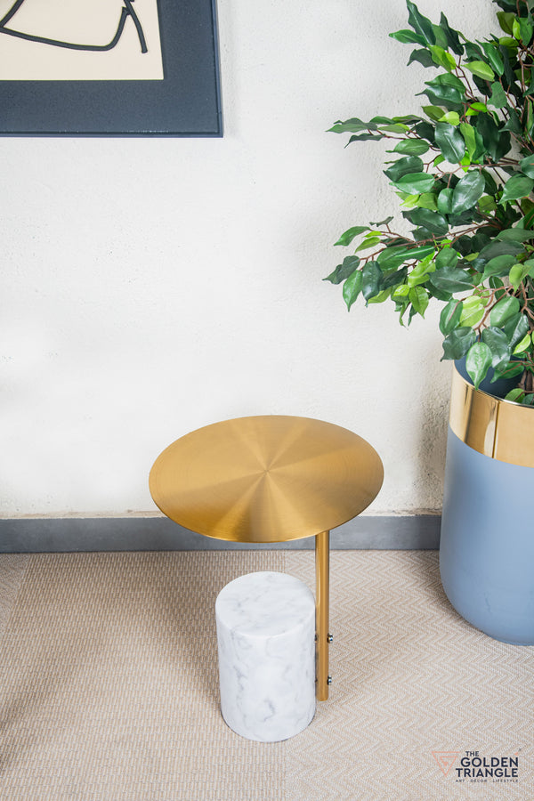 Fiorelle Marble & Metal Side Table - White