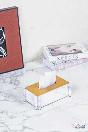 Carron Marble Tissue Box - White