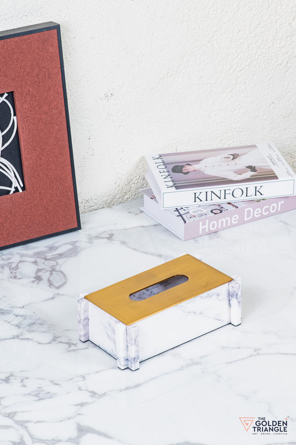 Carron Marble Tissue Box - White