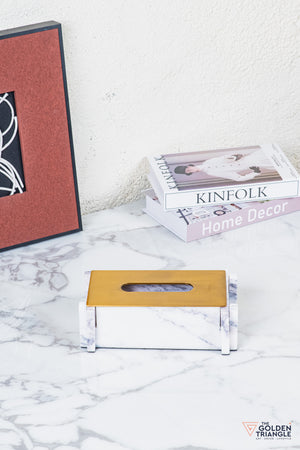Carron Marble Tissue Box - White